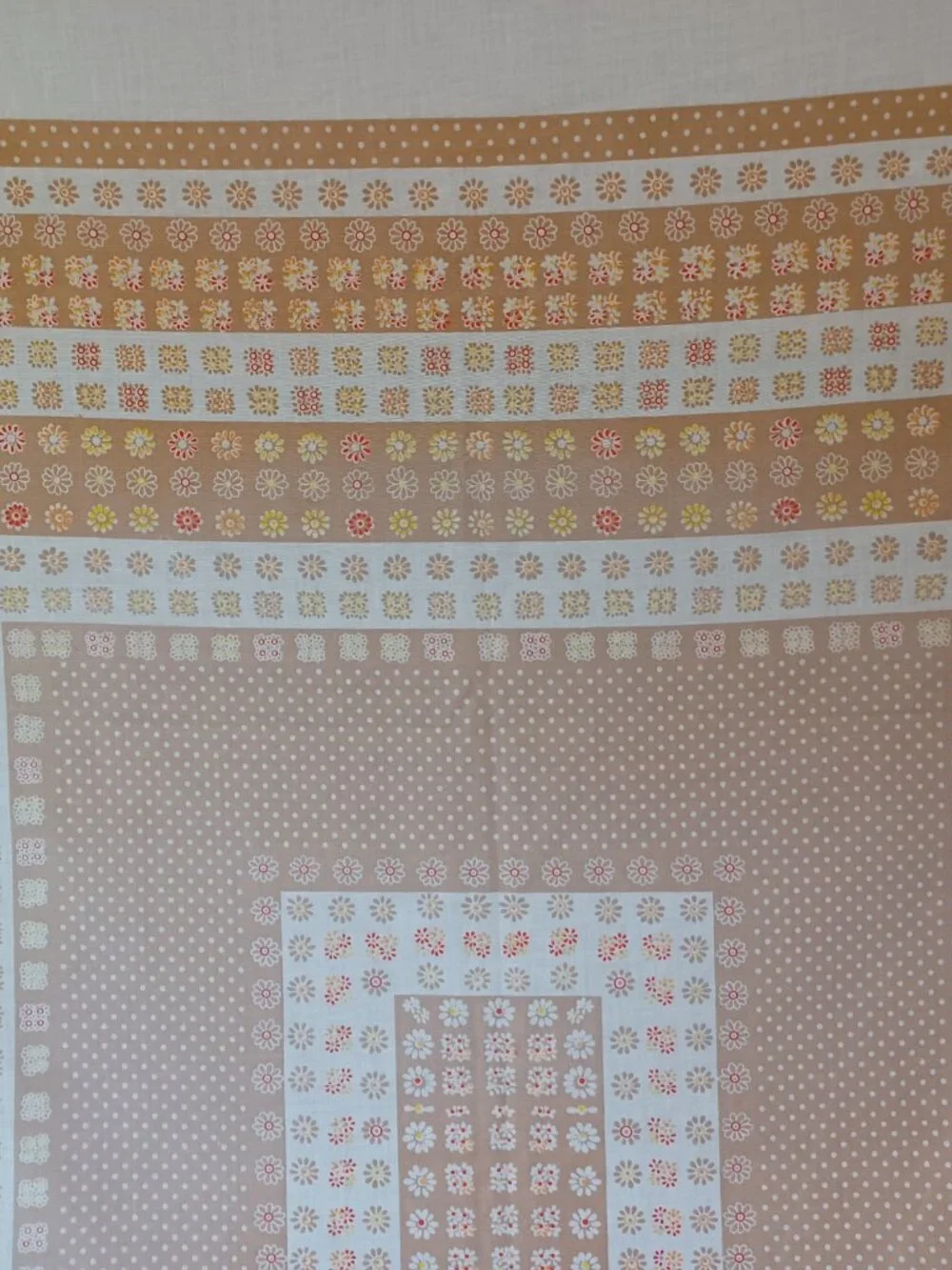 Vintage Stevens 1978 Sweet Floral Tablecloth (Wht yel red tan) 48